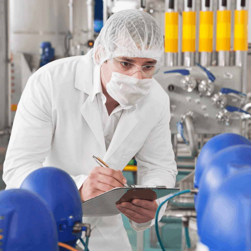 Verikal Techniker beim Check von Kalibrierintervallen an einer Prozessanlage.